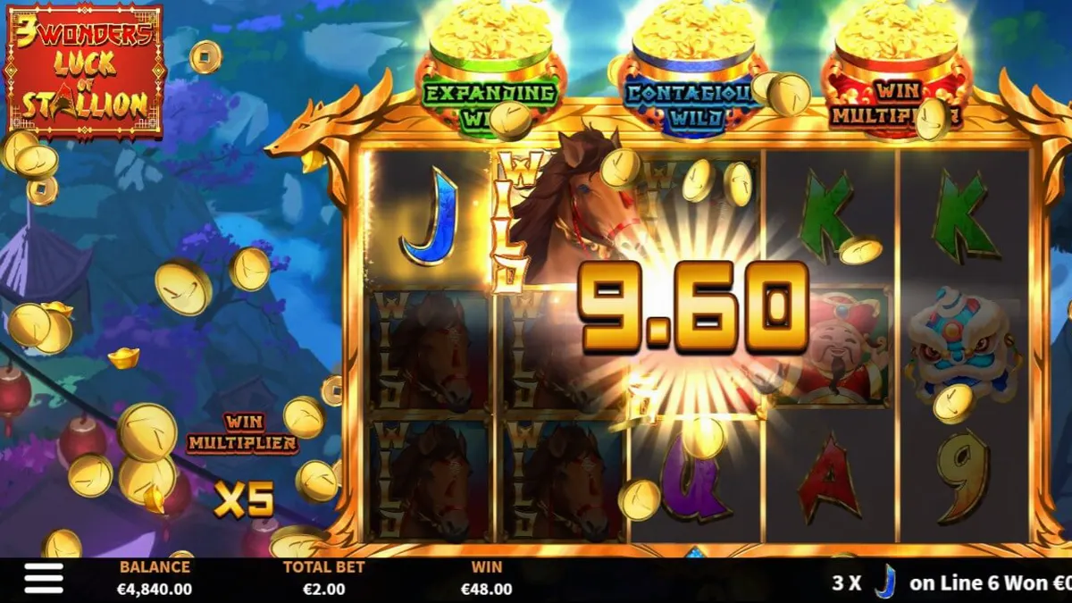 3 Wonders Luck of Stallion slot machine interface